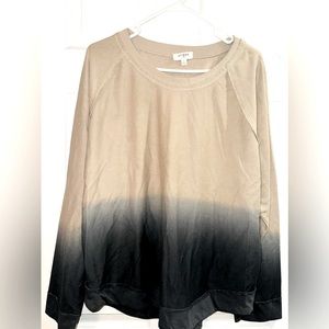 DIP DYE RAW EDGED LONG SLEEVE TOP